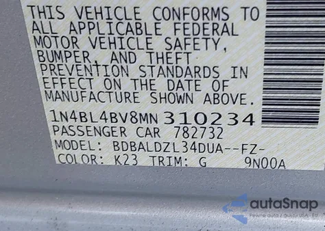 2021 Nissan Altima S Fwd z USA, uszkodzony, nr VIN 1N4BL4BV8MN310234